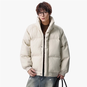新款冬季羽绒立领PU皮棉服棉袄韩版宽松外套A436-2522-P80图片