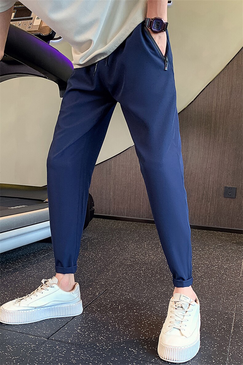 社会小伙夏季薄款冰丝休闲裤垂感纯色弹力运动裤男C208-6762特P45,女装休闲裤,电商C208