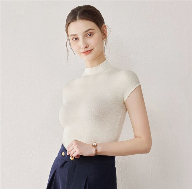 2025百搭时尚贝壳短袖，女装T恤，巧奈羊绒