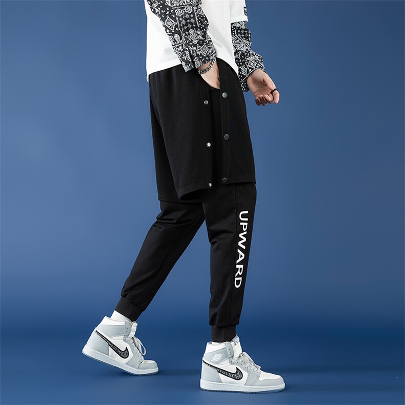 春季新款男士假两件叠穿酷霸青少年潮牌韩版修身休闲裤SK2117-P80,男装休闲裤,电商A128