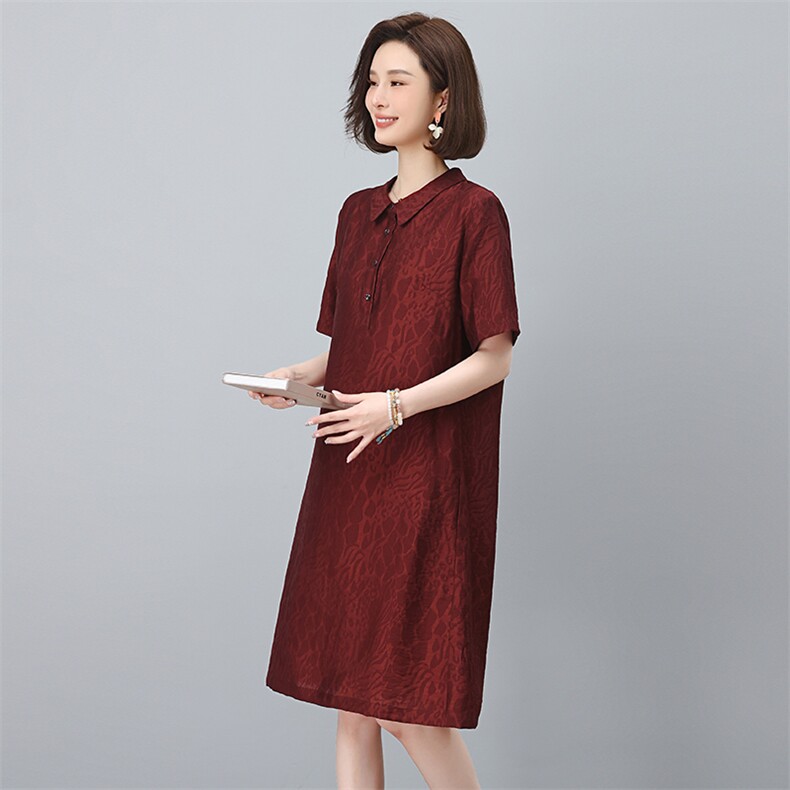 高端大气天丝连衣裙女夏2025新款直筒遮肚子减龄显瘦中年妈妈裙子,女装连衣裙,鑫鑫格