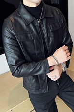 长期做秋冬经典款皮衣外套上衣夹克机车风轻熟英伦6682-P145，男装夹克，星座1012-1