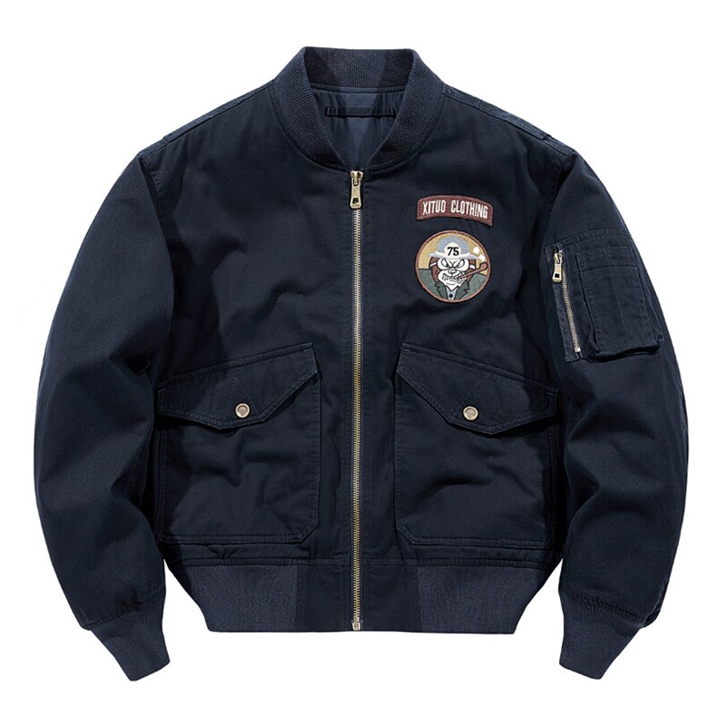 主推款：外套男飞行员夹克教练春秋冬加棉大码工装机车服棒球服棉,男装夹克,星座210-5(原414-2)
