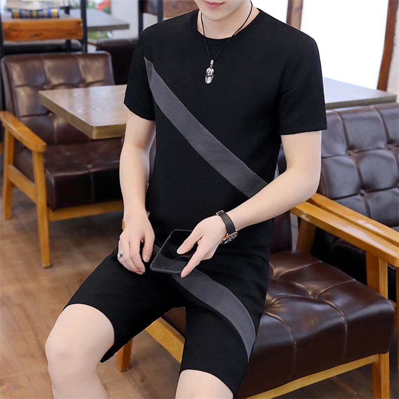 【】2021夏季新款短袖套装男士潮流t恤潮牌男装T718-P50,男装休闲套装,星座1206（原A206）