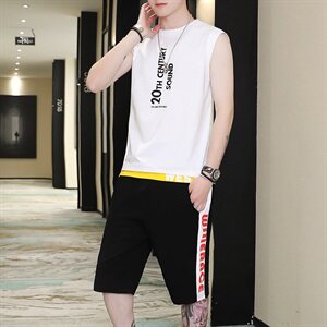 夏季新款男时尚无袖背心两件套休闲短裤套装A158-T134图片
