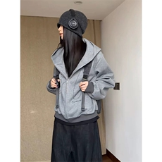 网图有货美式复古刺绣连帽华棉卫衣男女宽松情侣外套A871-P55，女装短外套，星座1505