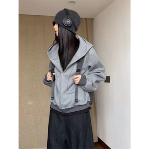 网图有货 美式复古刺绣连帽华棉卫衣男女宽松情侣外套 A871-P55图片