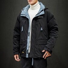 黑墙模图撞色棉衣男日系外套ins宽松连帽棉服QT5070-SY03，男装棉衣，星座810(原QT5070)