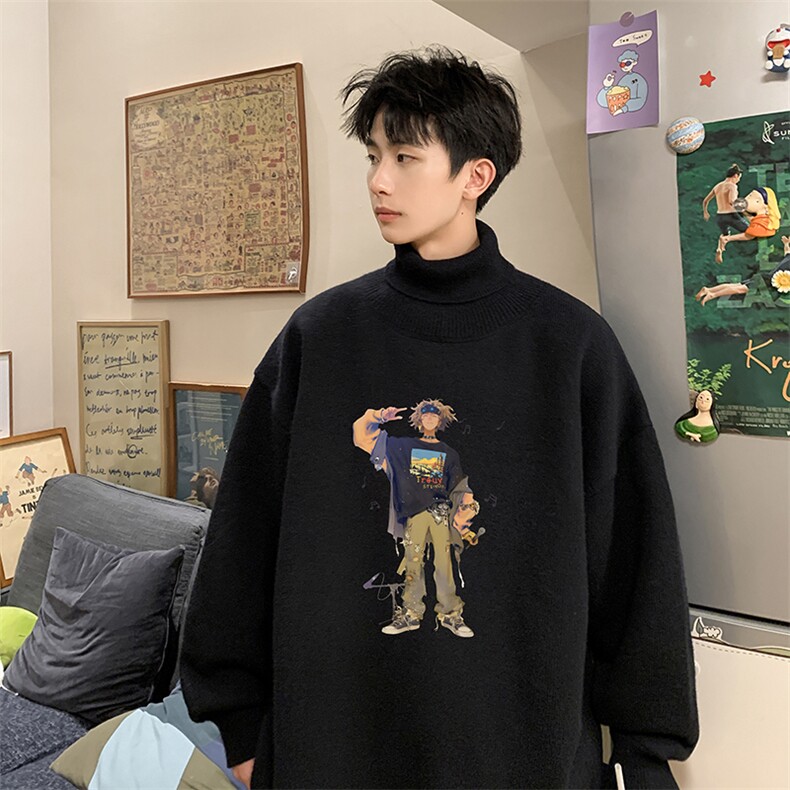 8XL高领毛衣男大码胖子堆堆领打底羊毛衫GM45419-P45加绒款-P65,男装T恤,电商A040