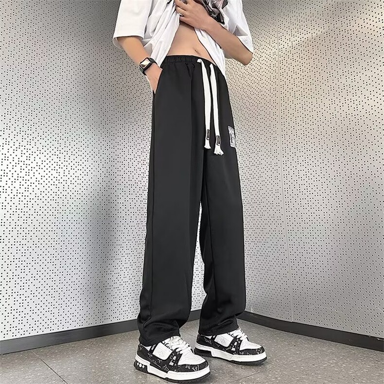 裤子男款秋季新款高街潮牌阔腿直筒宽松运动卫长裤男生K11-P33,男装休闲裤,星座1109-3