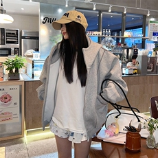 抖音得物高品质秋冬美式高街重磅结构辑明线纹理连帽卫衣外套W111，男装卫衣，电商A486