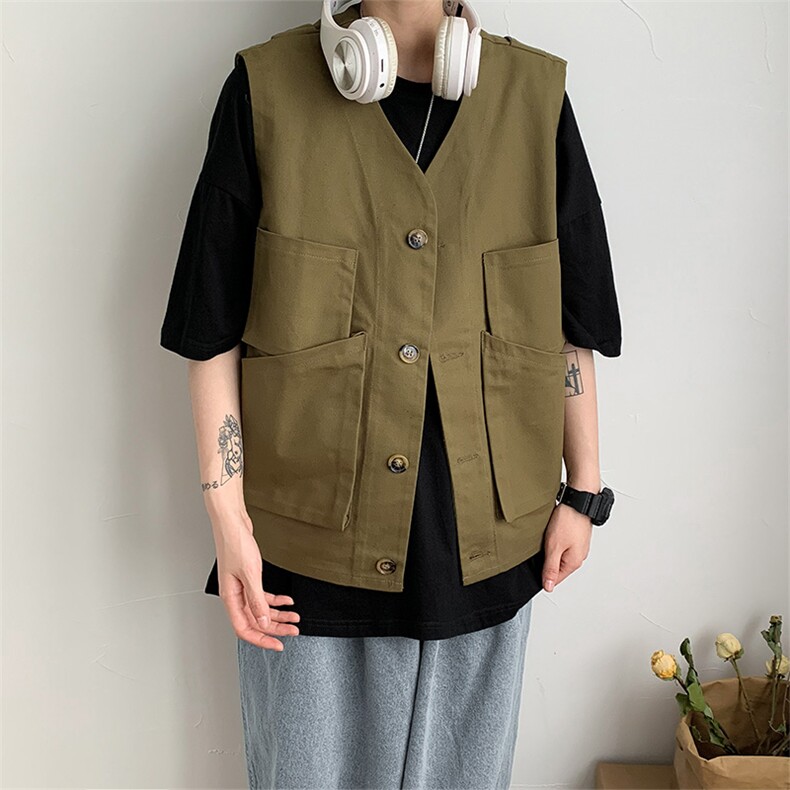夏装男流行休闲马甲潮牌INS学生ins工装大口袋衣服外套W685-P30,男装背心/马甲,星座512-3