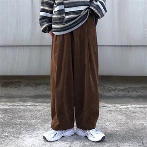 宽松美式小众设计感复古灯芯绒阔腿裤男直筒日系休闲长裤7048-p35图片