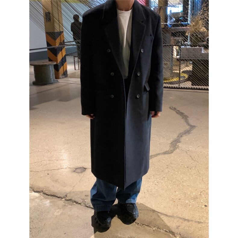高级感呢大衣男春秋冬加厚潮流宽松中长款过膝风衣韩系毛呢外套,男装风衣,星座710