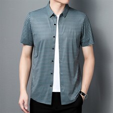 男士夏季短袖衬衫2023新款休闲商务衬衣男士上衣男装ZL1266-P63，男装衬衫，星座1105-3