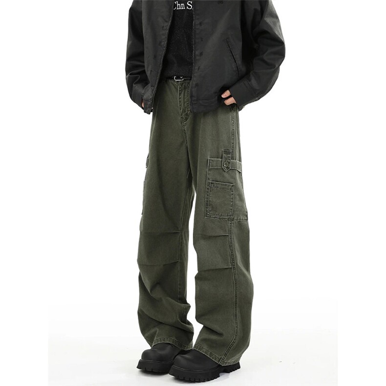 （网图慎用）特批P40无差价褶皱拼接大口袋大码直筒工装裤男K5794，男装工装外套，电商A001