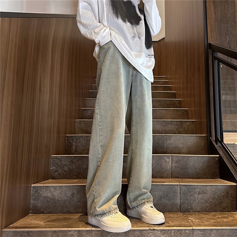 k1029-p40-控58M-5XL大码宽松显瘦港风高阶宽松牛仔裤黄泥,男装牛仔裤,星座116