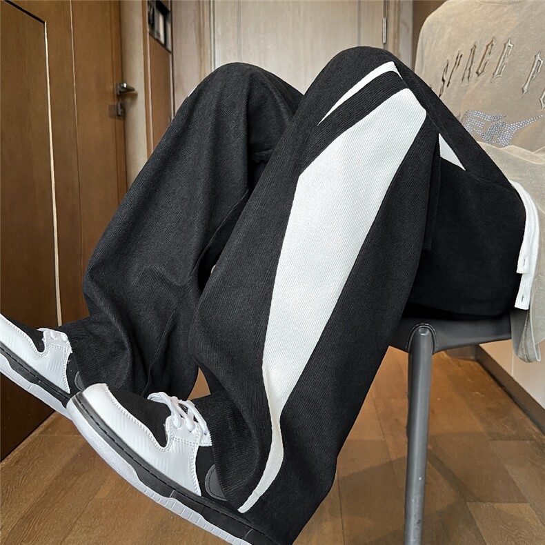 K2496批45控68秋冬灯芯绒裤子男款美式拼接宽松直筒裤休闲裤男裤,男装休闲裤,电商D229A