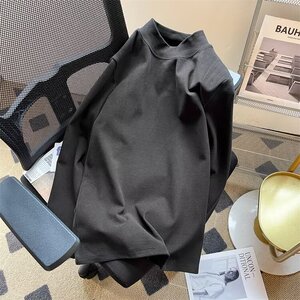 秋冬半高领T恤打底衫磨毛中领双面德绒长袖秋衣大码m-5xl t52 P15图片