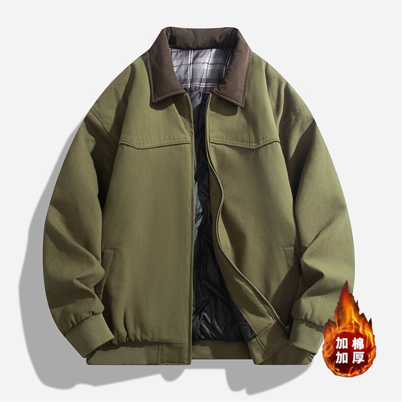 M182-P88 M-5XL 复古美式纯棉夹克冬季加厚宽松翻领棉衣图片