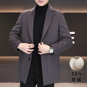 男士毛呢中长款大衣翻领羊毛呢子外套上衣N7917-P180图片