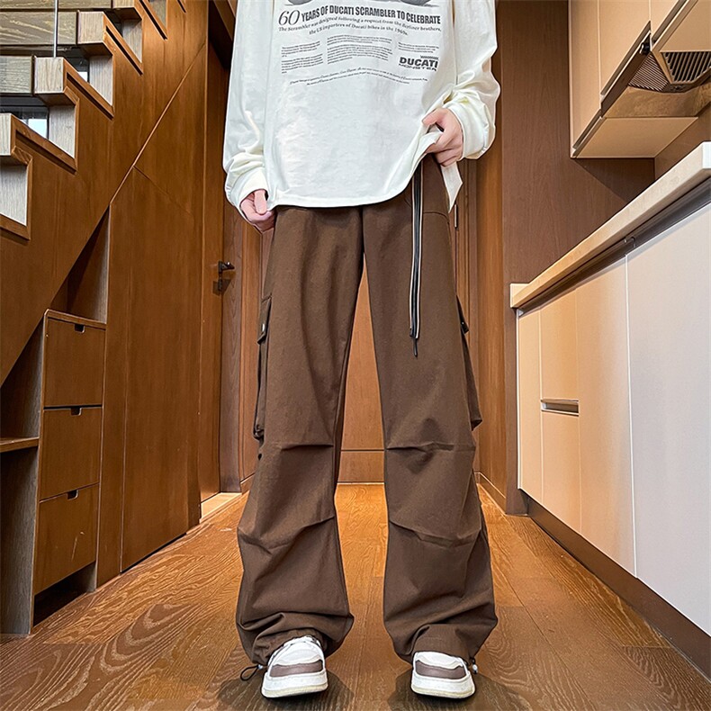加长版工装裤男高个子阔腿直筒伞兵裤188cm110裤子KZ012P78加绒88,男装休闲裤,电商B312