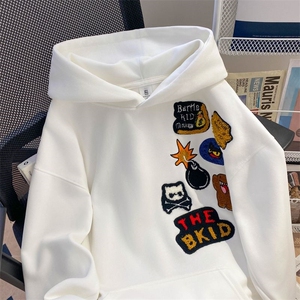 万针刺绣结构设计重磅秋冬全棉高品质美式高街连帽卫衣外套 Y7802图片