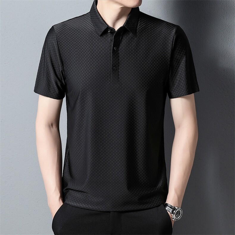 纯色高端短袖t恤男polo衫夏冰丝薄款无痕翻领休闲体恤HP668-P58,男装T恤,星座1105-3