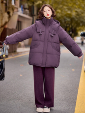 现货2024冬季新款简约廓形气质显瘦加厚中长款羽绒服，女装羽绒服，深水步
