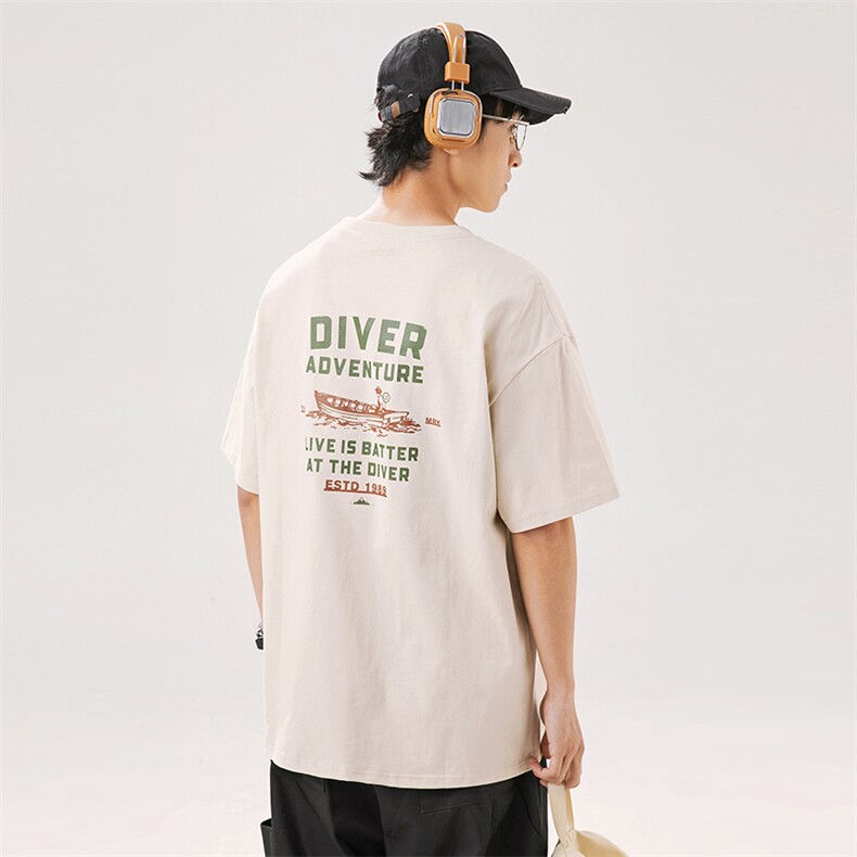 2025夏季新款男装日系潮牌纯棉印花圆领宽松短袖休闲T恤T906-F43,男装T恤,电商A101（原外27）