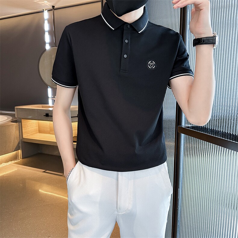 工艺款2026夏季短袖T恤翻领Polo衫高品质潮流上衣T0269-P55图片