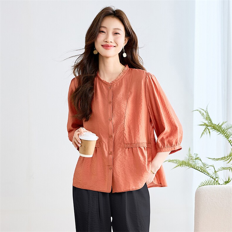 现货2025夏新款小衫妈妈上衣母亲节礼物衬衫3200格调新款，女装衬衫，3200格调