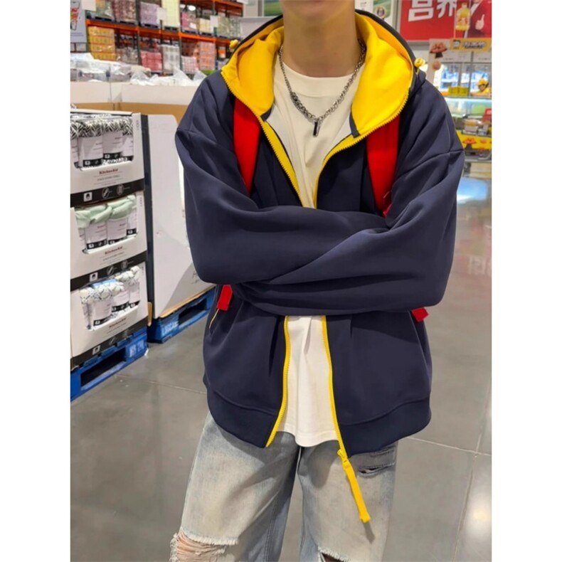 美式撞色卫衣外套秋冬开衫连帽拉链上衣潮WQ01-P45，女装短外套，星座208-5