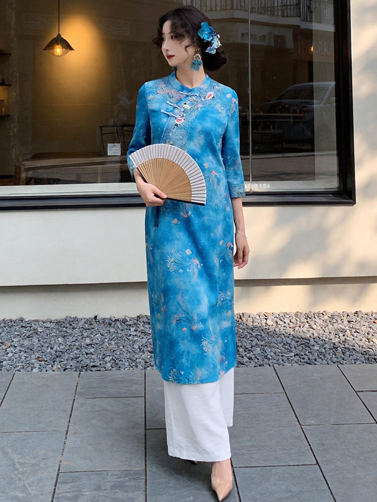 芷墨春季新款新中式设计感唐装上衣连衣裙显高显瘦日常通勤连衣裙,女装连衣裙,芷墨服饰