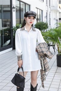 现货秋装格子衬衣两件套图片