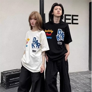 万针全刺绣工艺抖音得物高品质260克重磅纯棉双纱美式高街短袖T恤图片