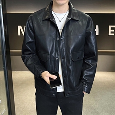2025新款皮衣外套秋季男装上衣美式休闲皮夹克A313-99071-P135，男装皮衣，电商A313