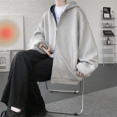 8XL-M500克潮牌百搭卫衣男美式情侣连帽撞色休闲廓形外套WY33P68，女装短外套，电商D206-1