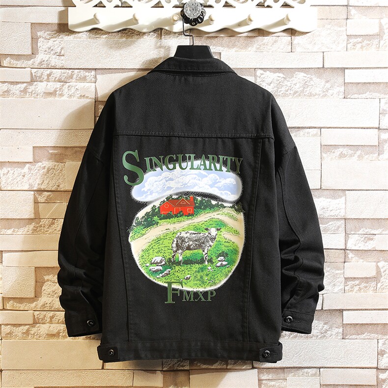 2025年秋季奶牛刺绣浅色牛仔外套男潮牌修身休闲夹克JK864-P68，男装工装外套，星座1103-1