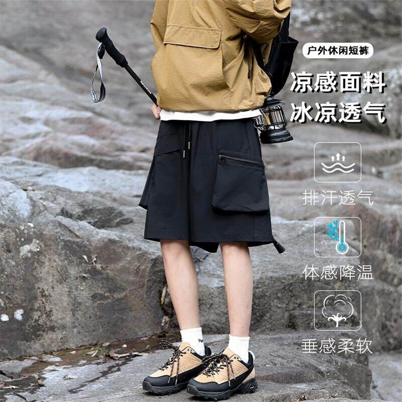 特批P26无差价夏季凉感冰丝顺滑大口袋直筒户外大码短裤男DK5817图片