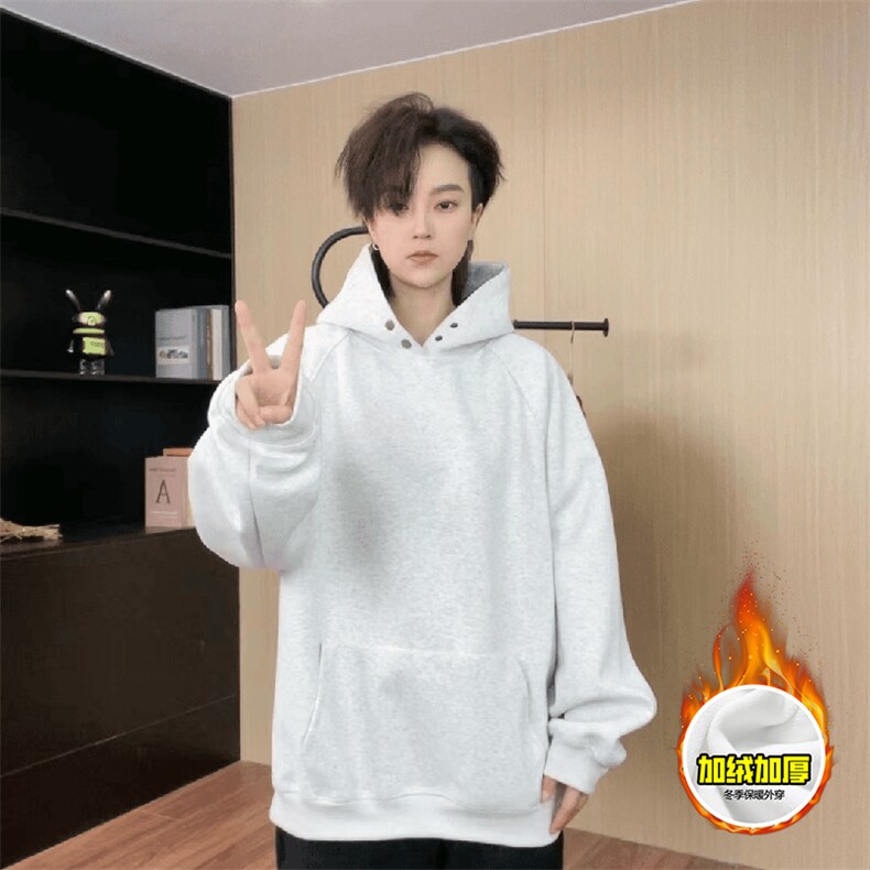 480G重磅加绒硬挺boxy男女秋冬美式高街结构古铜两粒扣卫衣厚外套，女装短外套，电商A486-1