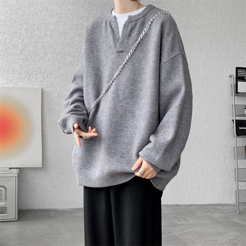 8XL-M高品质V领毛衣大码针织时尚外套慵懒风纯色打底衫MY1508/P68,男装针织衫/毛衣,电商B238