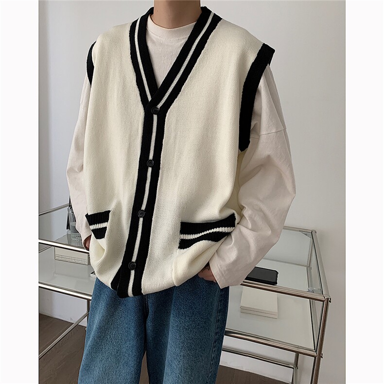 韩系开衫马甲情侣无袖坎肩毛衣背心潮T610-P65,男装背心/马甲,星座1501