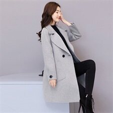 毛呢外套女2022秋季时尚韩版中长款显瘦潮流春秋呢大衣,女装毛呢外套,慧尚依恋