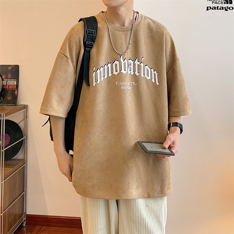 DX512P30港风重磅麂皮绒短袖美式高街t恤男大码半袖男,男装T恤,星座1204-3
