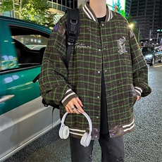 美式夹克男韩版潮流字母刺绣棒球服2023秋冬新款ins外套W5323-P71，男装夹克，星座412-3