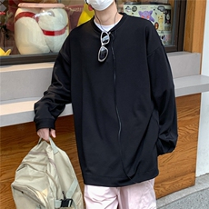 2026春装肌理感男士长袖T恤潮流男袖子纽扣设计W56681/特P35黑9，男装T恤，电商A094