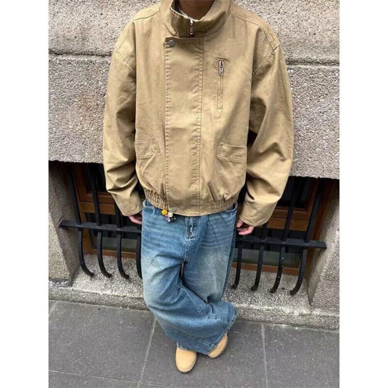 W9649-P78网图现货巴恩风帆布工装外套美式cleanfi潮牌复古夹克,男装夹克,星座1608-2