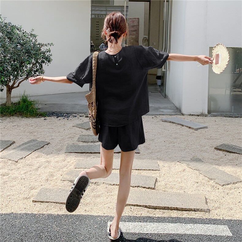 现货新款苎麻短裤套装浙宝217-1025-155-238,女装套装/套裙,浙宝217