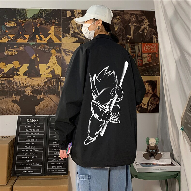2022秋季新品时尚宽松潮流大码悟空印花港风海报墙J6618-P50,男装夹克,电商A001